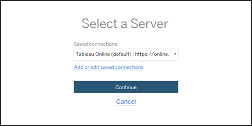 Tableau Content Migration Tool: Select a Server
